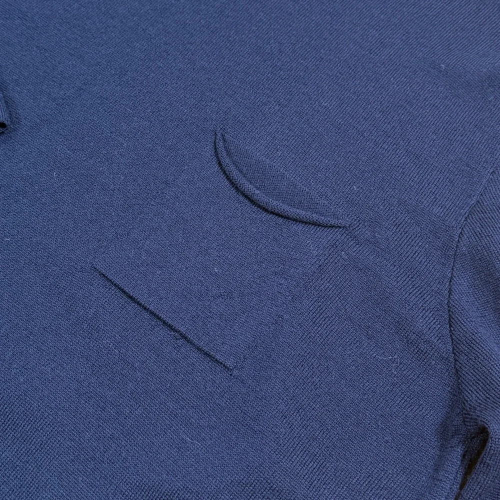 04651/‎ A Trip In A Bag Navy Merino Wool Crew Neck Pocket Sweater MEDIUM